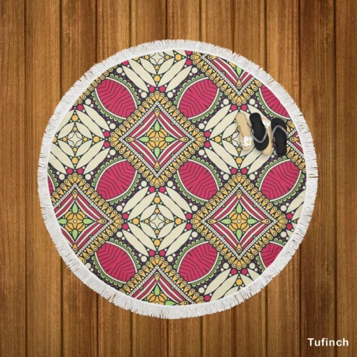 Beautiful Indian Traditional Pattern Round Beach Towel