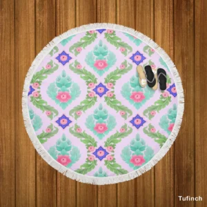 Beautiful Indonesian Mughal Pattern Round Beach Towel