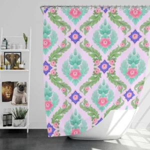 Beautiful Indonesian Mughal Pattern Shower Curtain