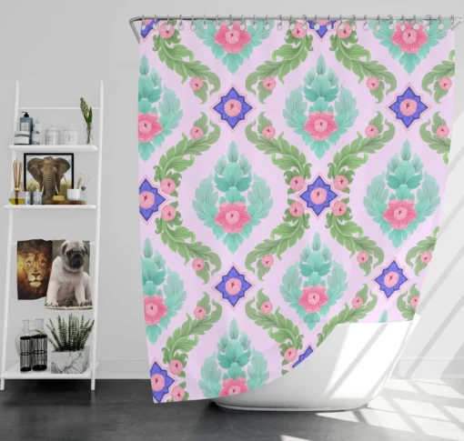 Beautiful Indonesian Mughal Pattern Shower Curtain