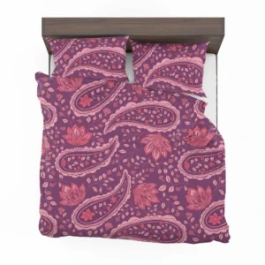 Beautiful Paisley Floral Design On Purple Bedding Set 2