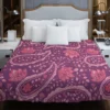 Beautiful Paisley Floral Design On Purple Duvet Cover