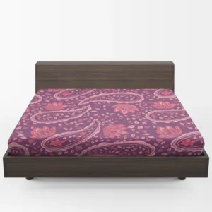 Beautiful Paisley Floral Design On Purple Fitted Sheet 1