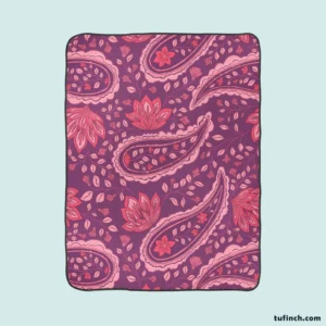 Beautiful Paisley Floral Design On Purple Fleece Blanket 1