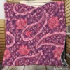 Beautiful Paisley Floral Design On Purple Quilt Blanket