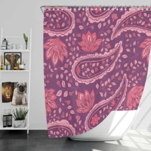 Beautiful Paisley Floral Design On Purple Shower Curtain