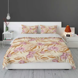 Beautiful Pink Magnolia Floral Pattern Bedding Set 1