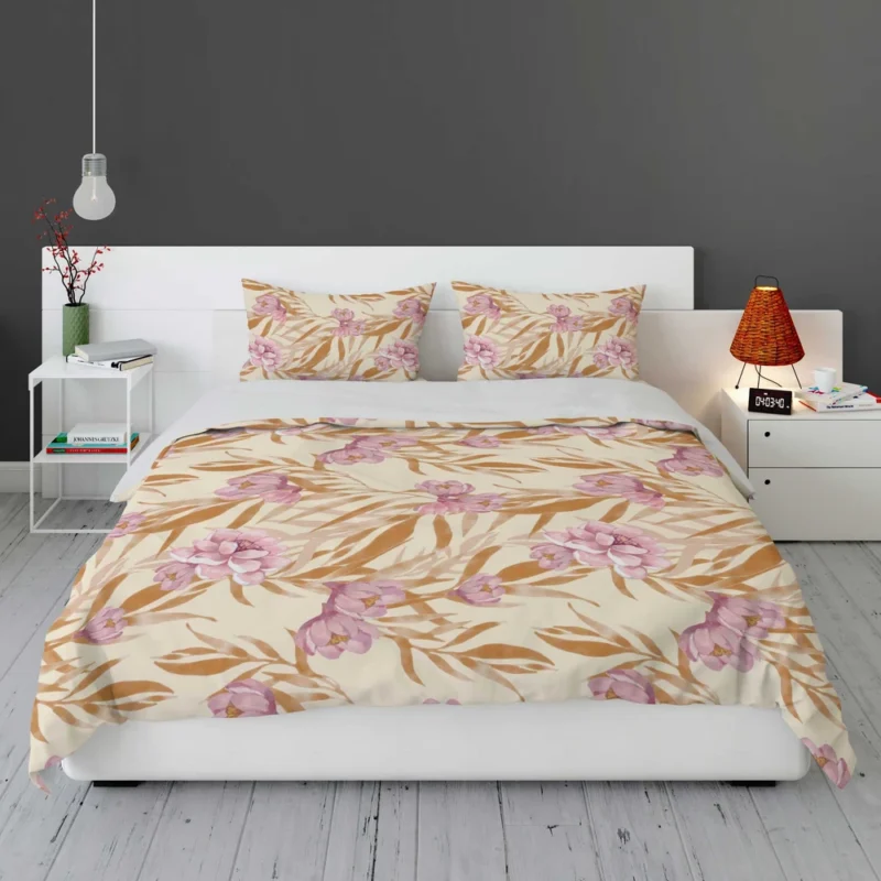 Beautiful Pink Magnolia Floral Pattern Bedding Set 1