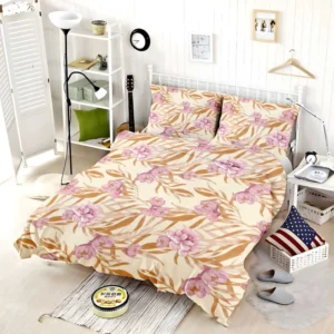 Beautiful Pink Magnolia Floral Pattern Bedding Set