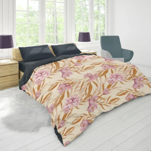 Beautiful Pink Magnolia Floral Pattern Duvet Cover 1