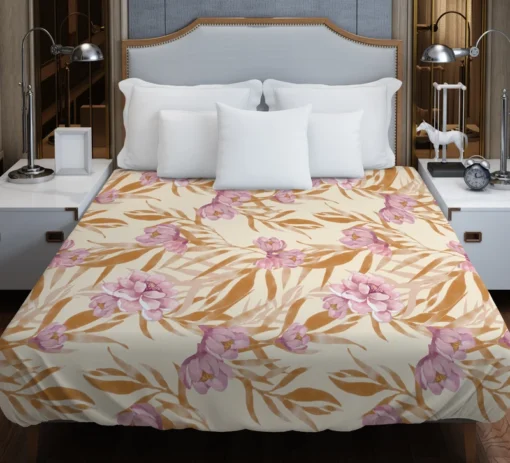 Beautiful Pink Magnolia Floral Pattern Duvet Cover