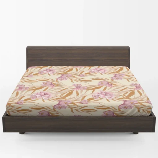 Beautiful Pink Magnolia Floral Pattern Fitted Sheet 1