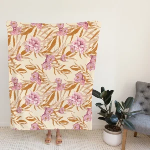 Beautiful Pink Magnolia Floral Pattern Fleece Blanket