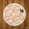 Beautiful Pink Magnolia Floral Pattern Round Beach Towel