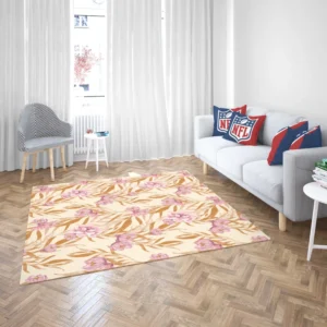 Beautiful Pink Magnolia Floral Pattern Rug 2