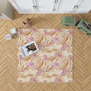 Beautiful Pink Magnolia Floral Pattern Rug