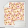 Beautiful Pink Magnolia Floral Pattern Sherpa Fleece Blanket