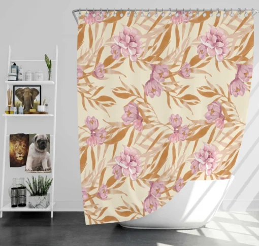 Beautiful Pink Magnolia Floral Pattern Shower Curtain