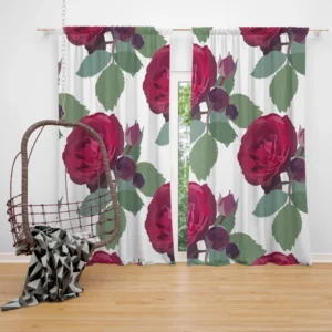 Beautiful Red Rose 3d Design Curtain