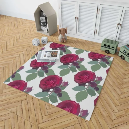 Beautiful Red Rose 3d Design Rug 1