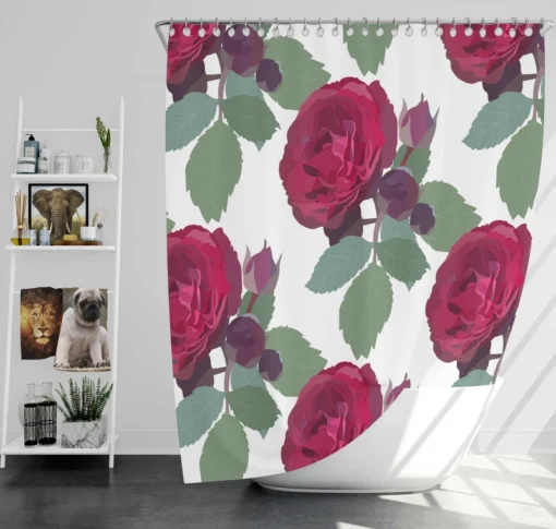 Beautiful Red Rose 3d Design Shower Curtain