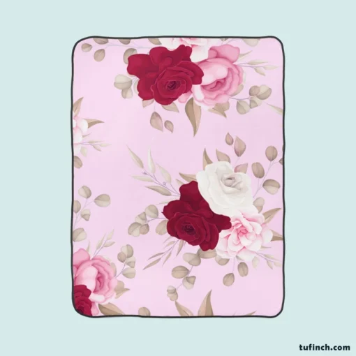 Beautiful Roses Elegant Design Fleece Blanket 1