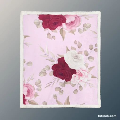 Beautiful Roses Elegant Design Sherpa Fleece Blanket 1