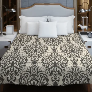 Beautiful Seamless Black Damask Pattern Duvet Cover