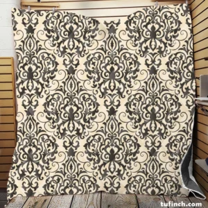 Beautiful Seamless Black Damask Pattern Quilt Blanket