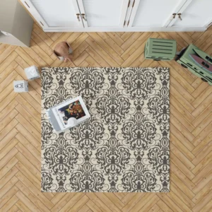 Beautiful Seamless Black Damask Pattern Rug