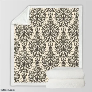 Beautiful Seamless Black Damask Pattern Sherpa Fleece Blanket