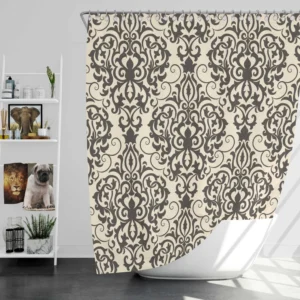 Beautiful Seamless Black Damask Pattern Shower Curtain