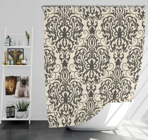 Beautiful Seamless Black Damask Pattern Shower Curtain