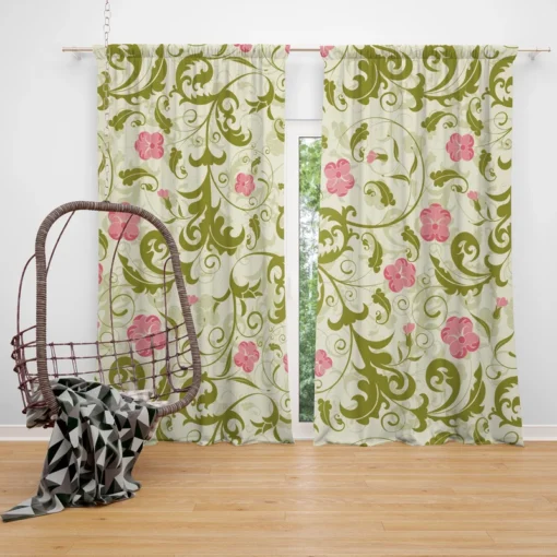 Beautiful Small Pink Floral Pattern Curtain