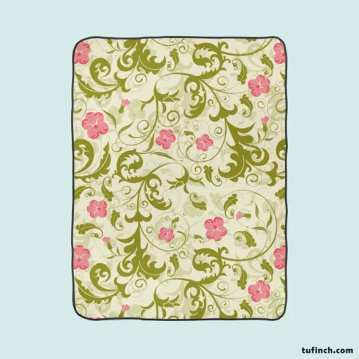 Beautiful Small Pink Floral Pattern Fleece Blanket 1