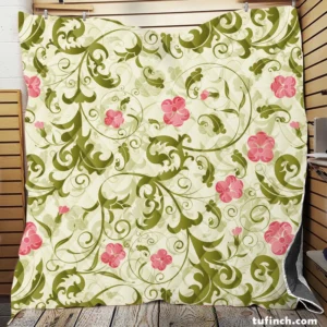 Beautiful Small Pink Floral Pattern Quilt Blanket