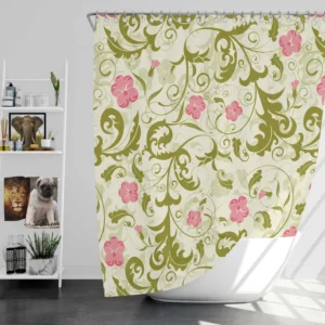 Beautiful Small Pink Floral Pattern Shower Curtain