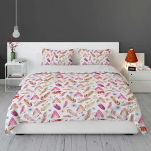 Beautiful Watercolor Boho Pattern with Leaves Bedding Set 2