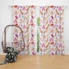 Beautiful Watercolor Boho Pattern with Leaves Curtain