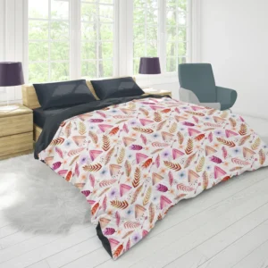 Beautiful Watercolor Boho Pattern with Leaves Duvet Cover 1