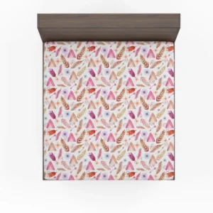 Beautiful Watercolor Boho Pattern with Leaves Fitted Sheet