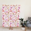 Beautiful Watercolor Boho Pattern with Leaves Fleece Blanket