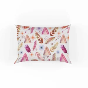 Beautiful Watercolor Boho Pattern with Leaves Pillow Case