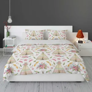 Beautiful Watercolor Painted Boho Tent Pattern Bedding Set 2