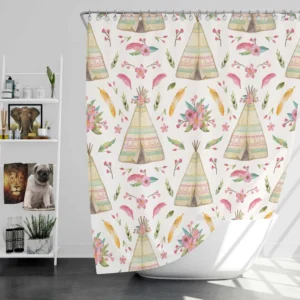 Beautiful Watercolor Painted Boho Tent Pattern Shower Curtain