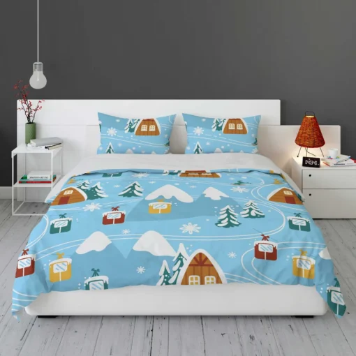 Beautiful Winter Village Bedding Set 1