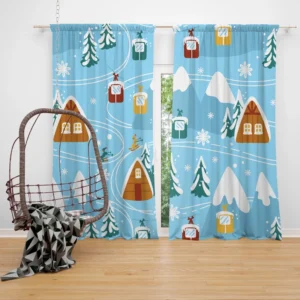 Beautiful Winter Village Curtain