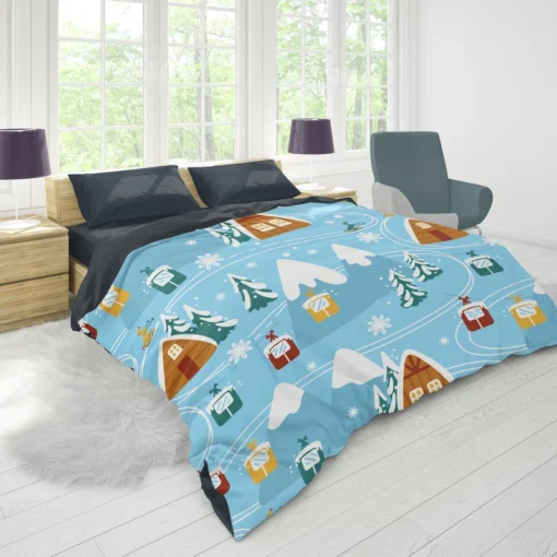 Beautiful Winter Village Duvet Cover 1