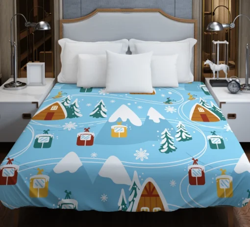 Beautiful Winter Village Duvet Cover