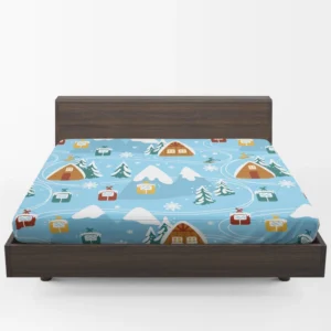 Beautiful Winter Village Fitted Sheet 1